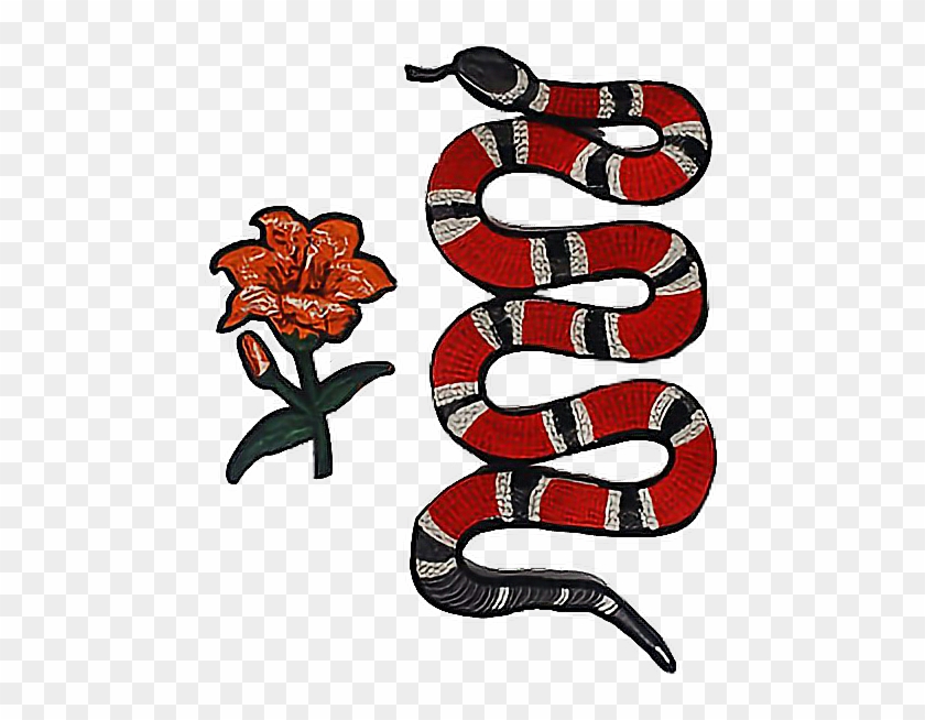 Gucci Ricegum Clout Cloutgang Snake Rose Flower Patch - Snake Flower Embroidered Applique Patch Vintage Animal #162416