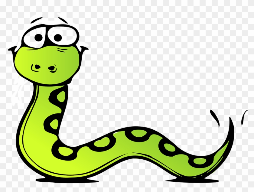 Snake Green Cartoon Spotted Tail Waggling - Long Snake Short Snake #162537