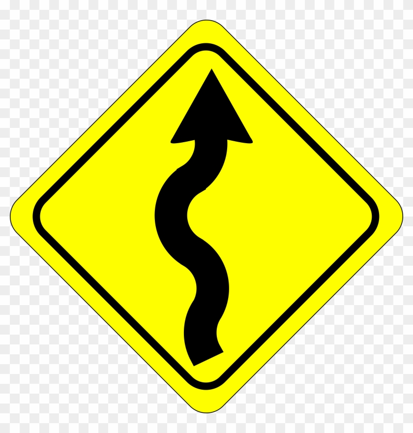 Onlinelabels Clip Art - Curvy Road Ahead Sign #162944