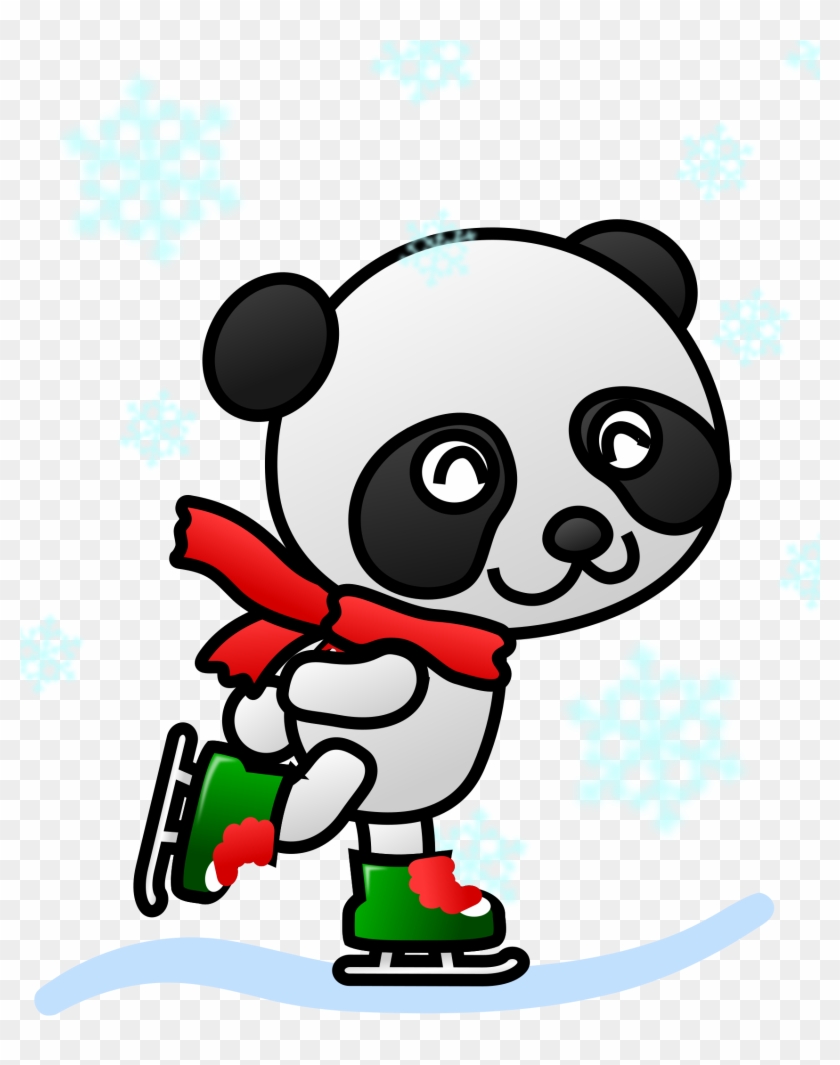 Panda Clipart Colorful - Skating Panda Greeting Cards (pk Of 20) #163128