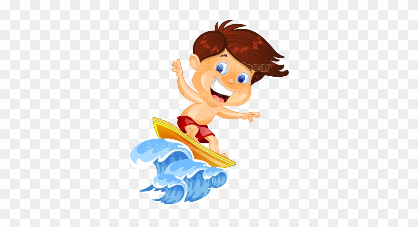 Boy On Surf Board For Game Title Screen - Surfing #163712