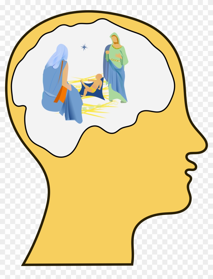 Silhouette Of A Brain With Nativity Scene Inside Public - Christmas Day #163861