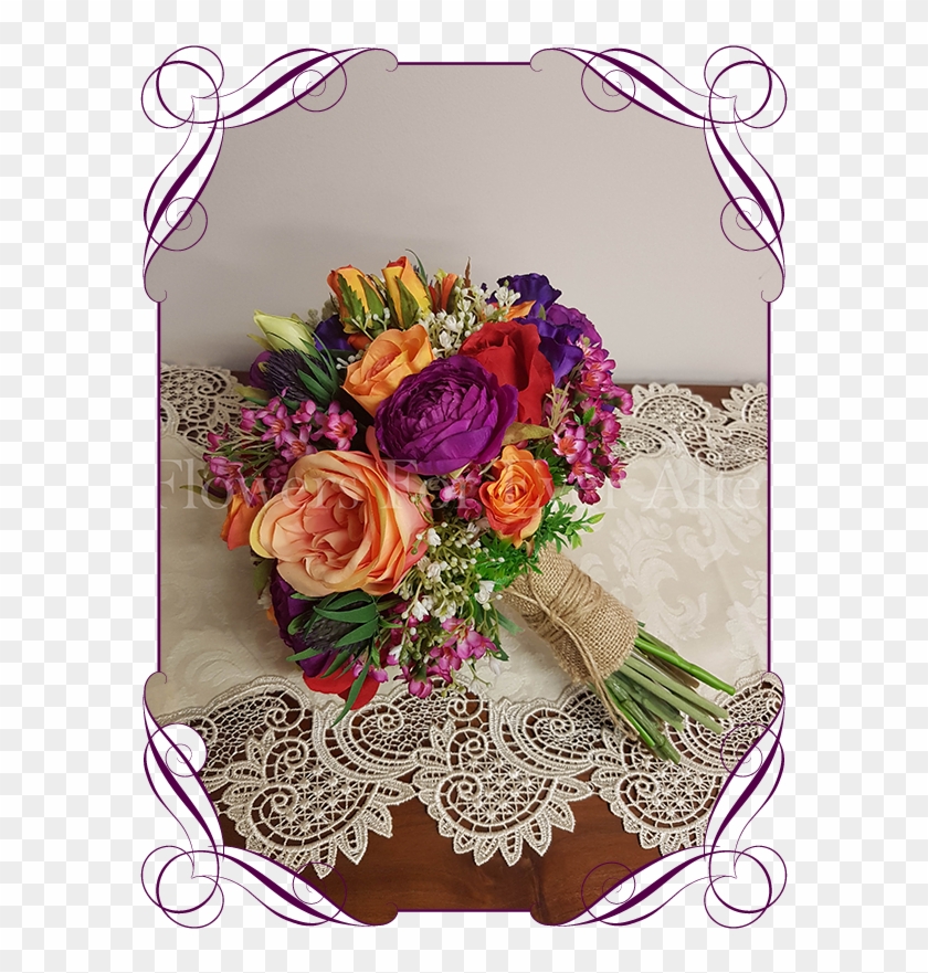 Vibrant Colourful Silk Artificial Wedding Bouquet - Flower Bouquet #862069