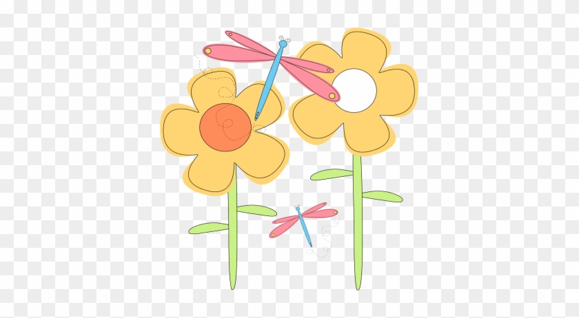 Spring Flowers And Dragonflies - Dragonfly In The Flower Clipart #862105