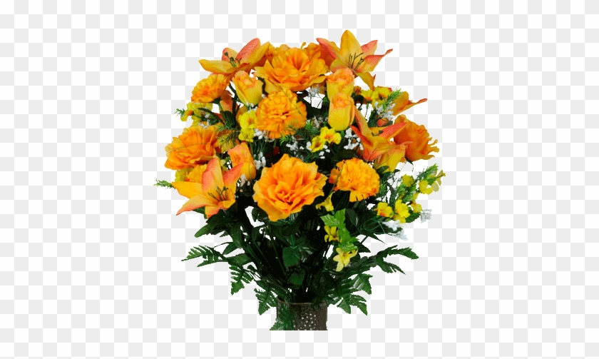 Orange Lily And Yellow Rose Mix A Vibrant Mix Of Orange - Yellow Roses And Orange Carnations #862150