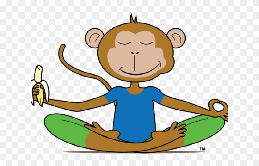 Yoga Clipart Mindfulness - Yoga Monkey Says Be Peaceful Note Cards #862488