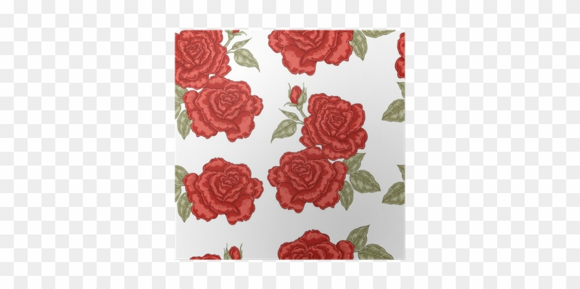 Póster Patrón Sin Costuras Con Flores Rosas Rojas Sobre - Telas Blancas Con Flores Rojas #862507