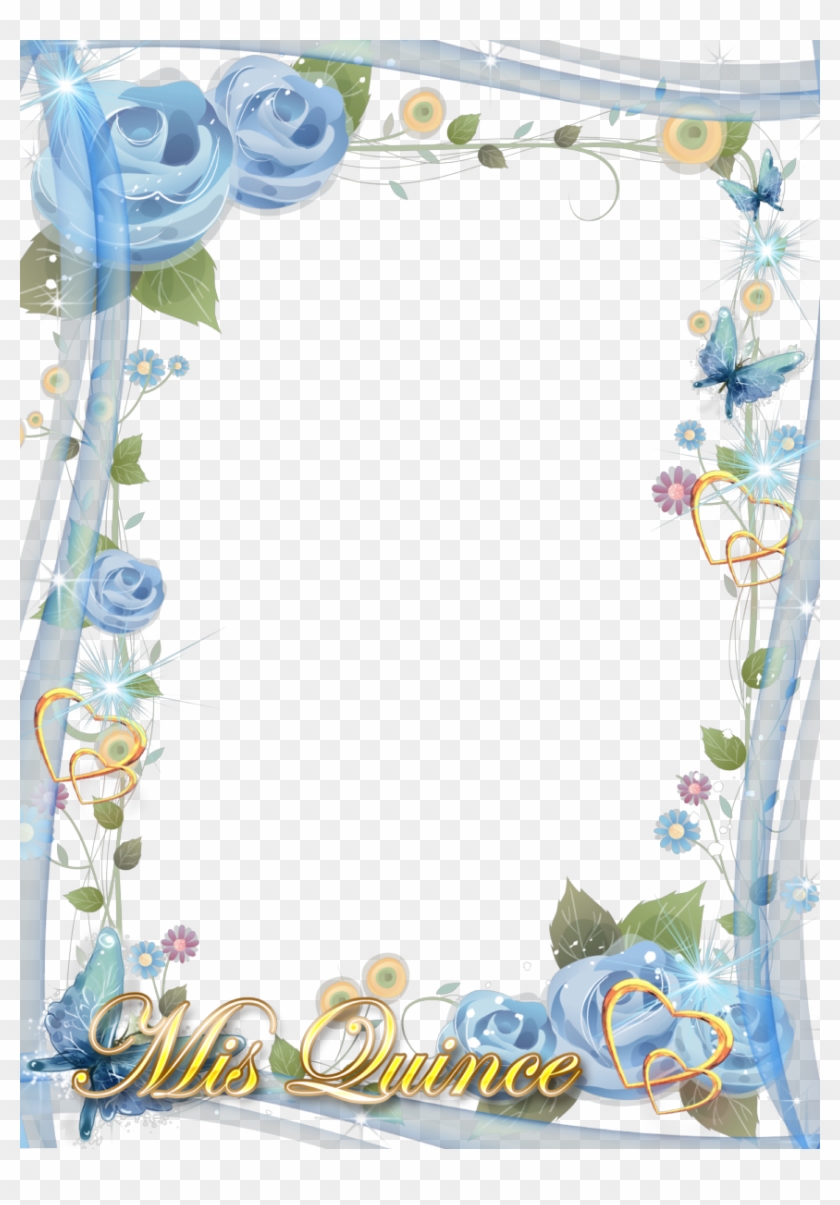 Resultado De Imagen Para Recuadro Con Flores Azules - Wedding Frame Png  Blue - Free Transparent PNG Clipart Images Download