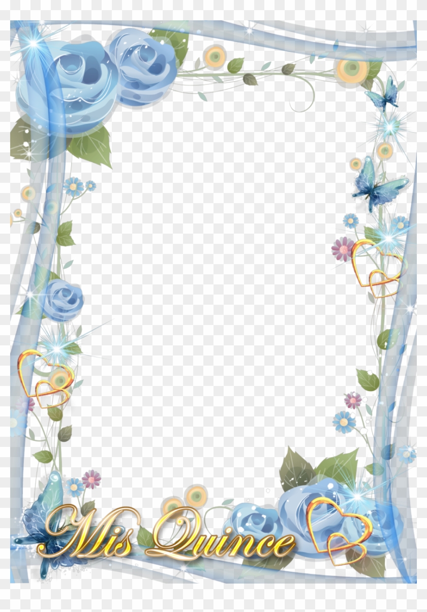 Resultado De Imagen Para Recuadro Con Flores Azules - Wedding Frame Png Blue #862534