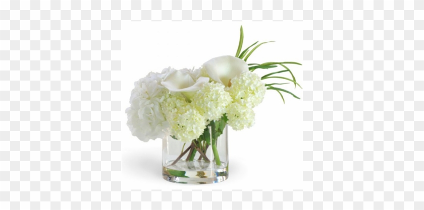 Calla Lily And Hydrangea Mix - Small White Flower Arrangement #862658