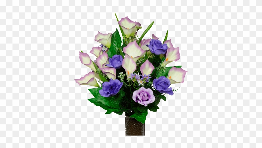 Md1136 Purple Rose And Calla Lily - Ruby's Silk Flowers Purple Rose And Calla Lily Mix #862665