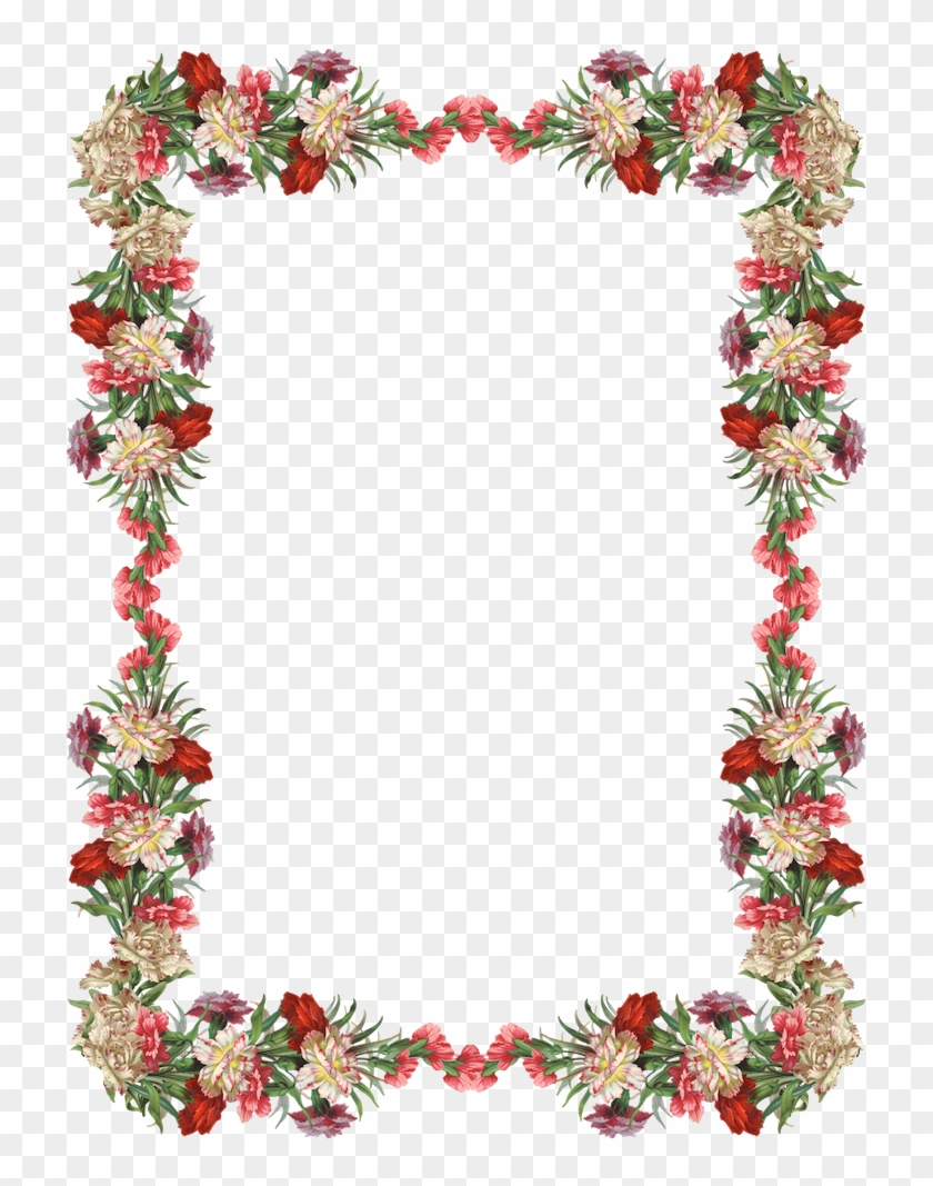 Free Digital Vintage Flower Frame And Border - Flower Border Design Png #862872