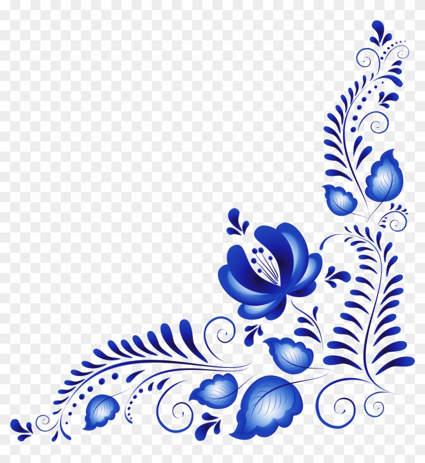 Blue Flower Clip Art - Flower Corner Vector Designs #862912