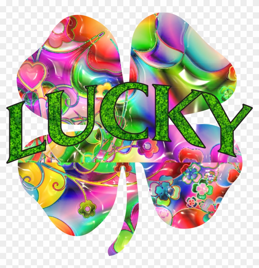 Psychedelic Lucky Clover - Bunte Blumen-digital-kunst Des Klee-flowers-84853 Grußkarte #862931