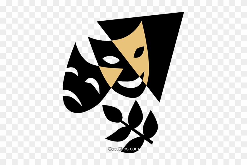 Theatre Masks Royalty Free Vector Clip Art Illustration - Theatre Mask Vector Transparent #863017
