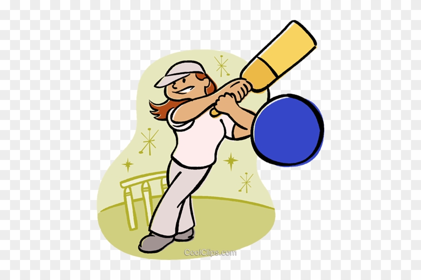 Girl Playing Cricket Royalty Free Vector Clip Art Illustration - Girl Playing Cricket Clipart #863665