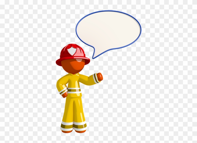 Orange Man Firefighter With Word Bubble - Firefighter #863804