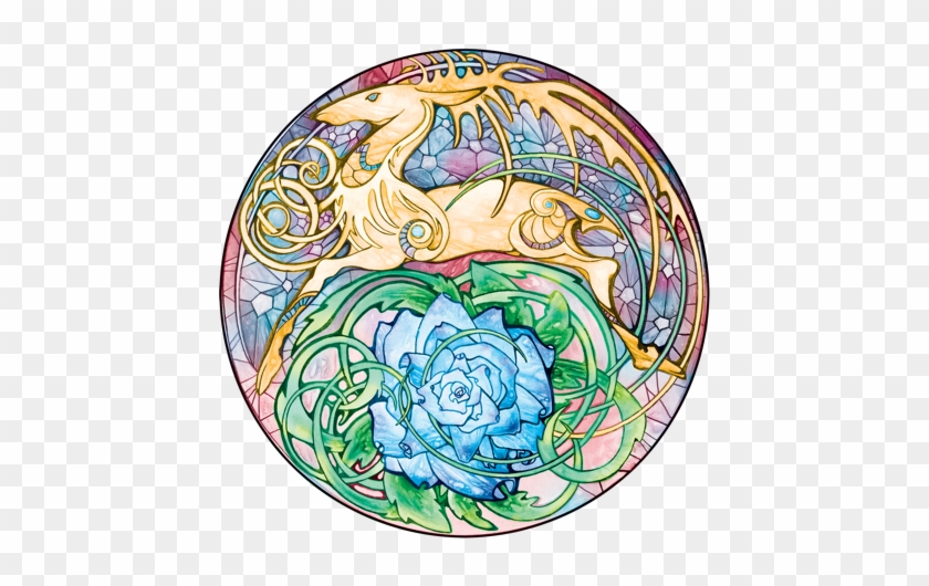 Blue Rose Golden Hart Crest - Circle #863903