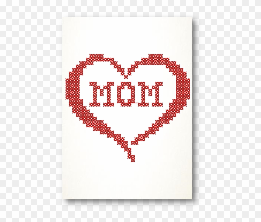 Mom In Heart Cross Stitch Embroidered Card - Cross Stitch Cards Mothers Day #863905