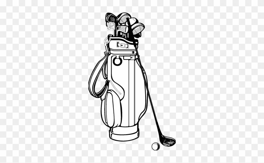 Golf Bag Drawing Golf Club Bag Clip Art - Golf Bag And Clubs Flask #863969