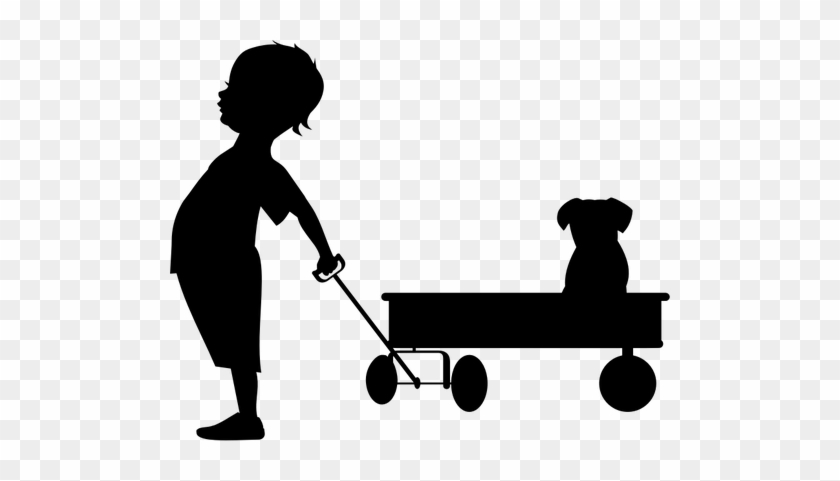 6730 Child Silhouette Clip Art Free Public Domain Vectors - Child Pulling Wagon Silhouette #864034