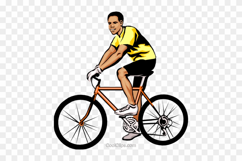 Man On Bicycle Royalty Free Vector Clip Art Illustration - Man Riding A Bike #864056