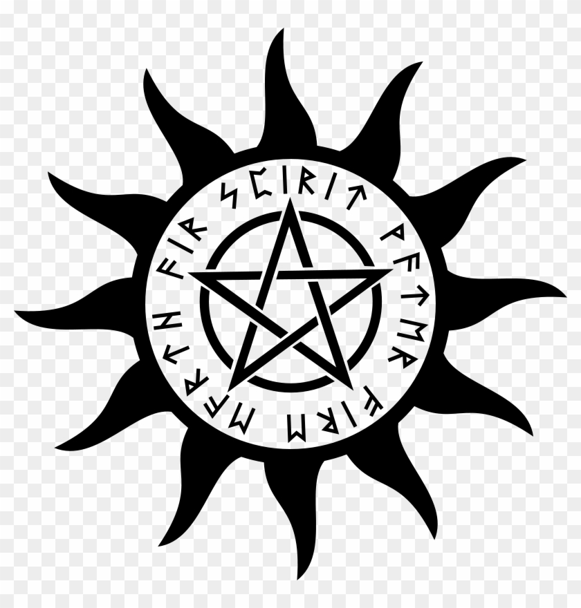 Symbol With Pentagram Free Vector - Rune Pentagram 5 Elements Norse Wiccan Crew T-shirt #864243