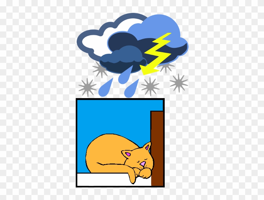 Cat Sleeping During Hailstorm - Stormy Weather Clip Art #864349