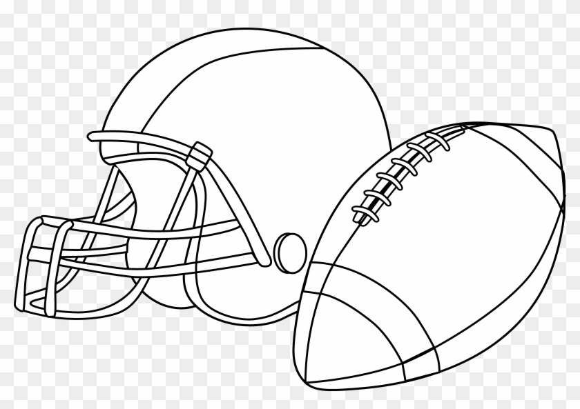 Football Clipart Line Drawing - Football And Helmet Clipart #864482