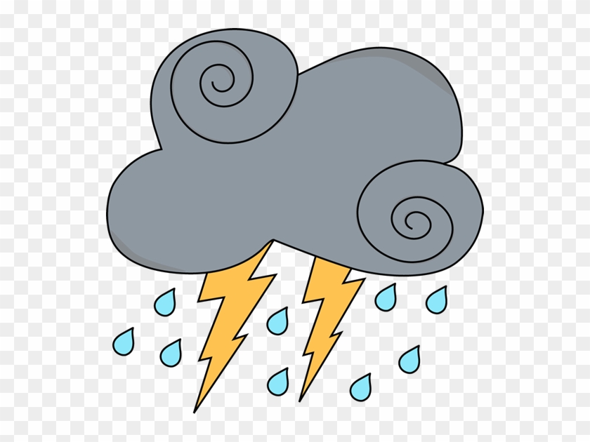 Gray Swirly Cloud With Lightning And Rain - Rain Clipart #865088