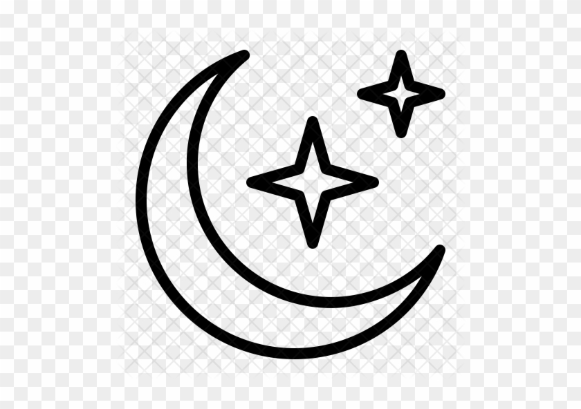 Crescent Icon - Ramadan Moon Black And White #865387