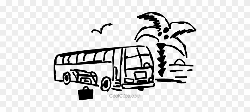 Tour Bus Stopped At The Beach Royalty Free Vector Clip - Bus #865908