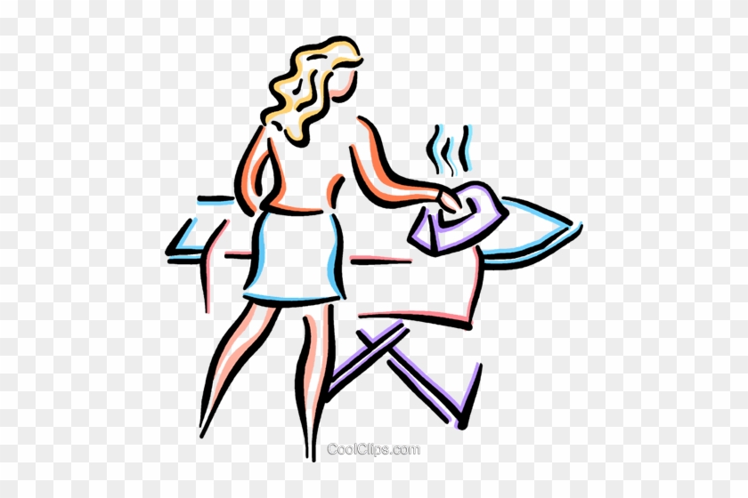 Irons Ironing Royalty Free Vector Clip Art Illustration - Iron And Ironing Board Clipart #866143