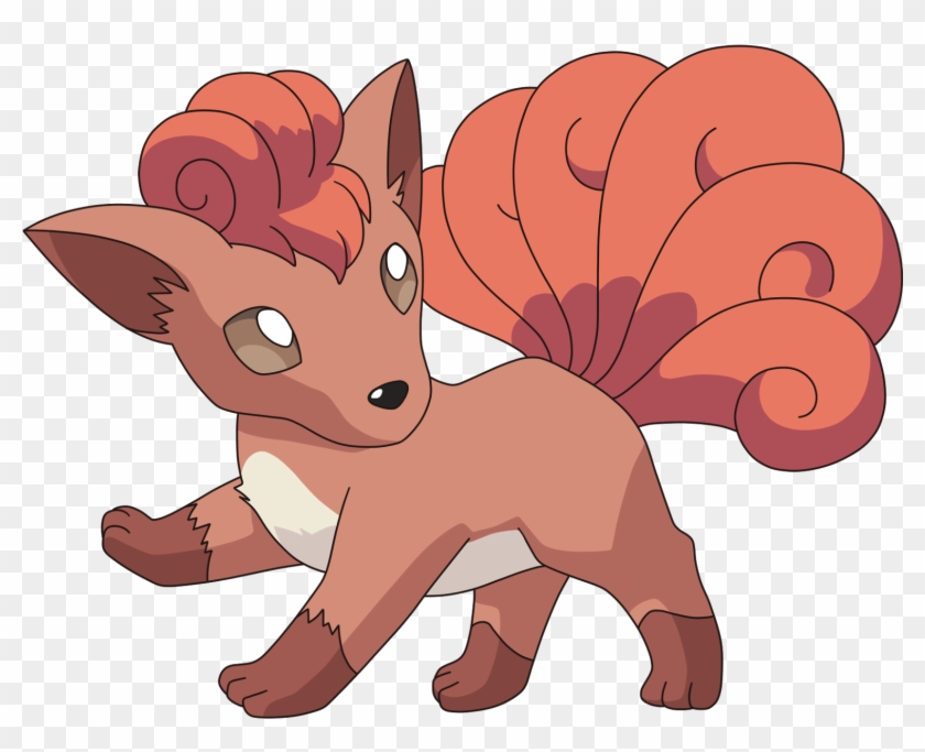 A Pikachu's Back Has Two Brown Stripes, And Its Large - Vulpix Pokemon Png #866253