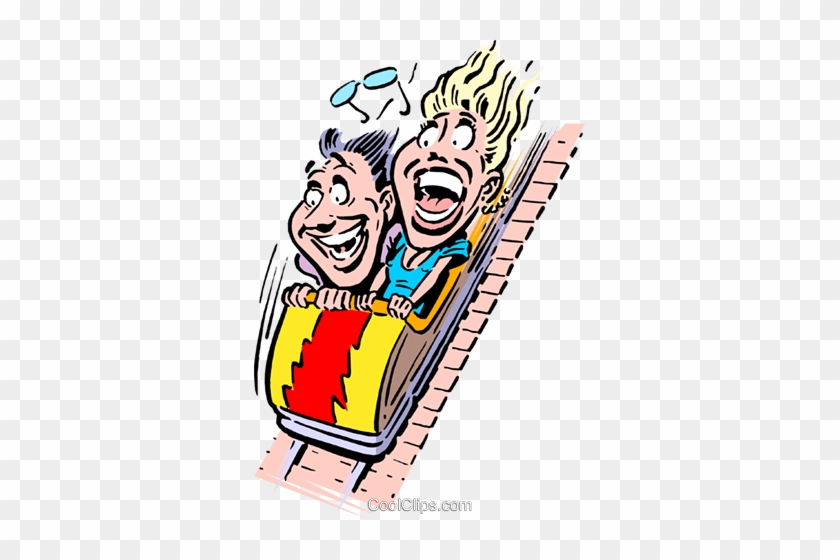 Cartoon Roller Coaster Royalty Free Vector Clip Art - People On A Roller Coaster Clipart #866556