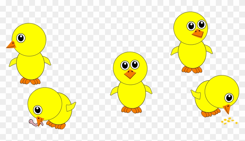 Free Vector Funny Chicks Eating And In Multiple Positions - Chicks Images In Cartoon #866946