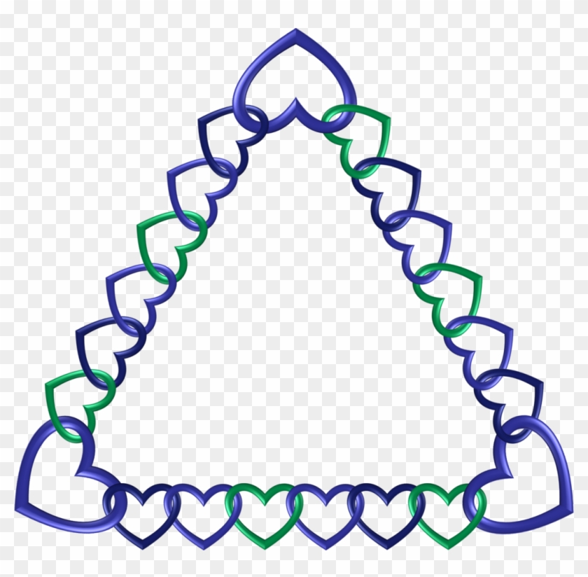 Blue Green Indigo Frame 11 Triangle Hearts By Happyare - Frame Triangele #867292