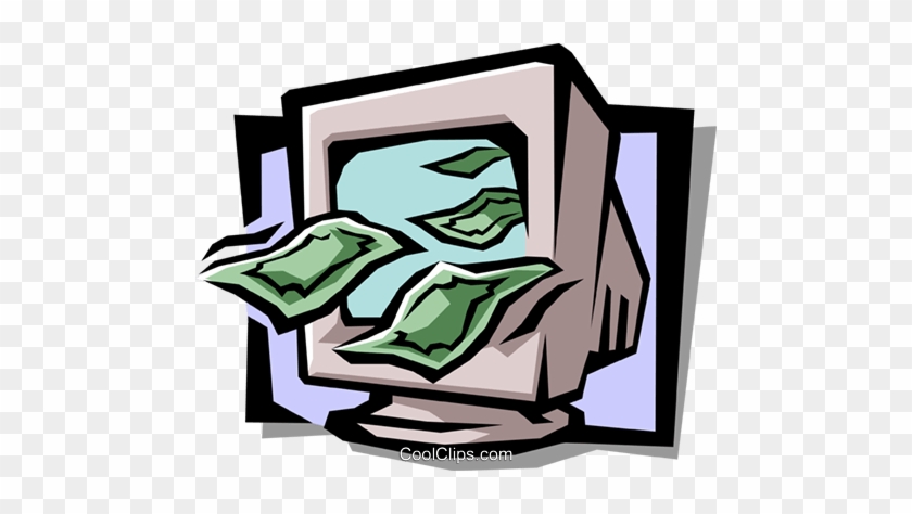 Computer Monitor With Dollar Bills Royalty Free Vector - Bank #867311