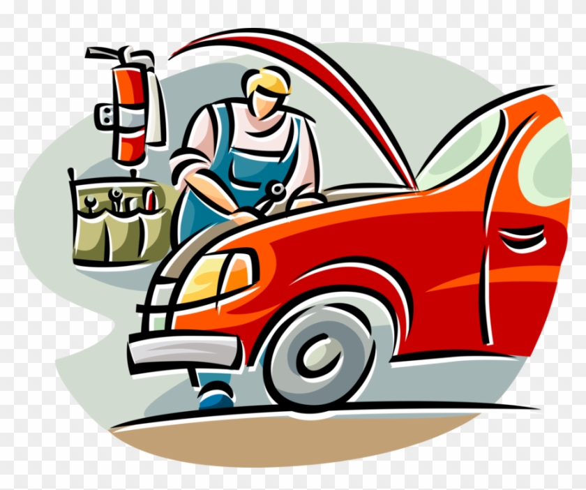 Auto Mechanic Working On A Car Royalty Free Vector - Working On Cars Png #867385