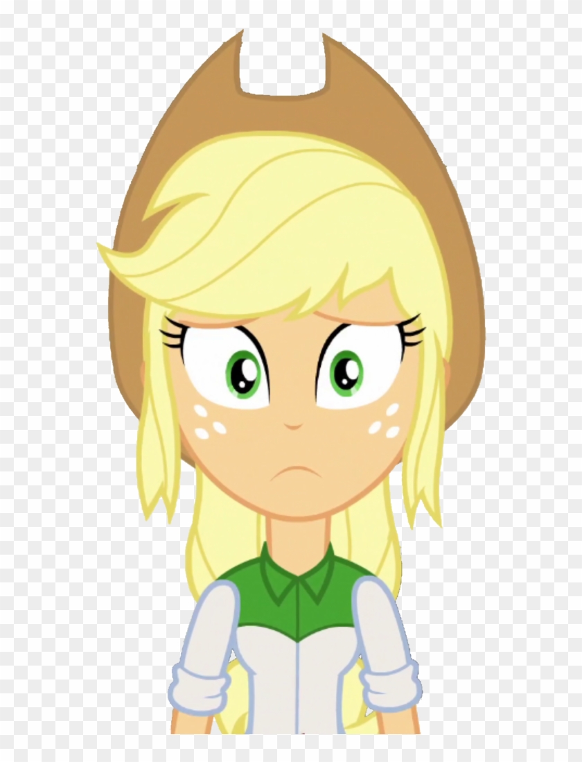 1585694 Applejack Artist Thebarsection Clothes Confused - Applejack Equestria Girls Face #867468