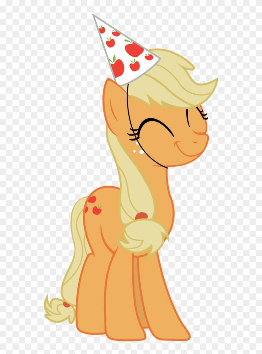 Applejack In A Party Hat By Stricer555 - Cartoon My Little Pony #867768