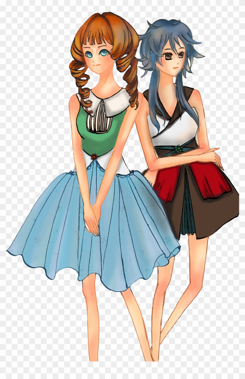 Two Anime Girls - Cartoon Girls Image Png #868093