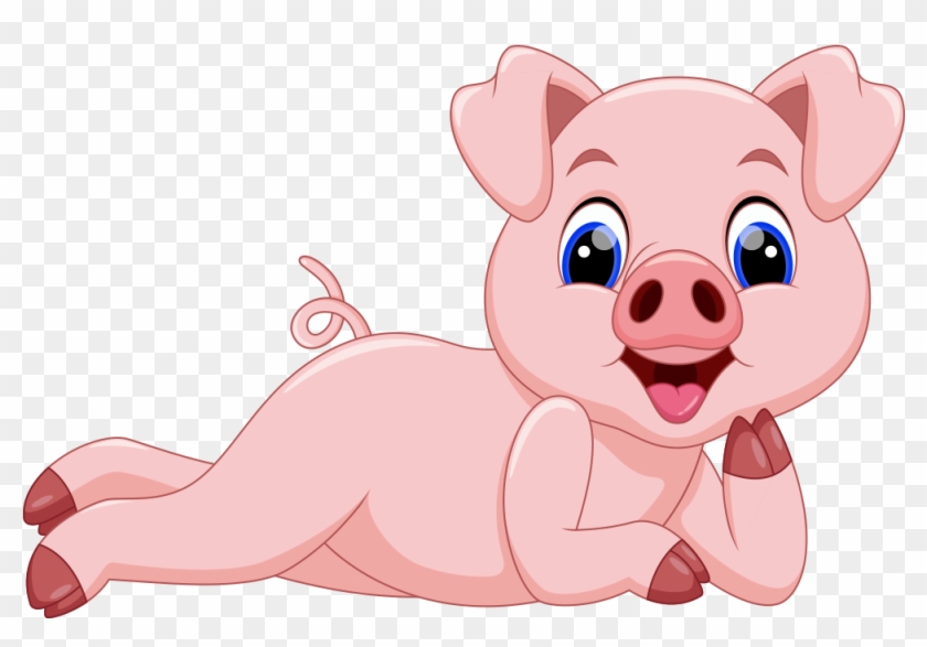 Domestic Pig Cartoon Illustration - Cute Pig Clipart #868110