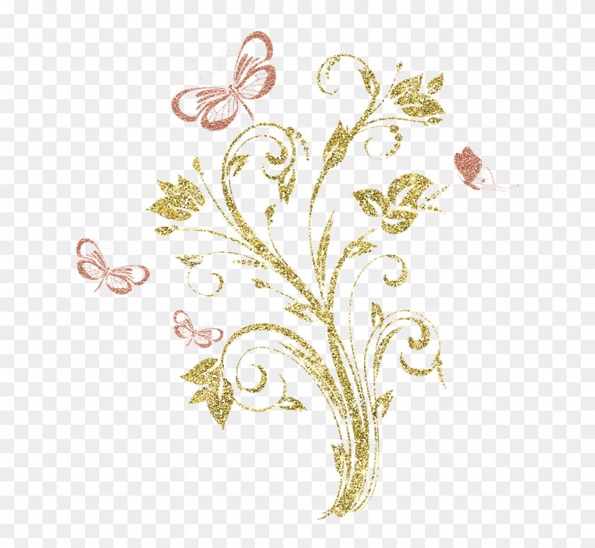 29 Henna Border Png Makedes - Zazzle Goldene Blumen, Mit Rosa Schmetterling, Kunst #868264
