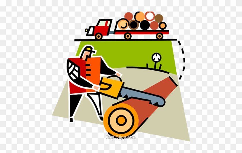 Forestry Worker Cutting A Log Royalty Free Vector Clip - Royalty-free #868353