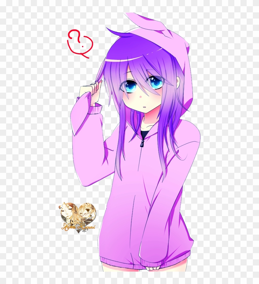 Anime Render Neko - Cute Anime Girl Wearing Hoodie #868357