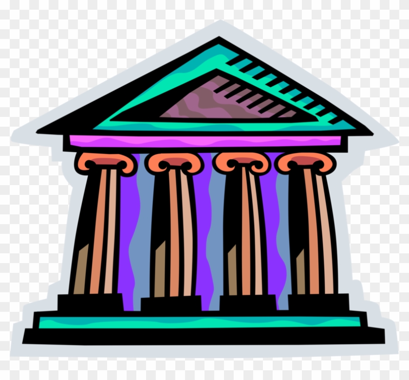 Vector Illustration Of Financial Institution Bank With - Illustration #868457