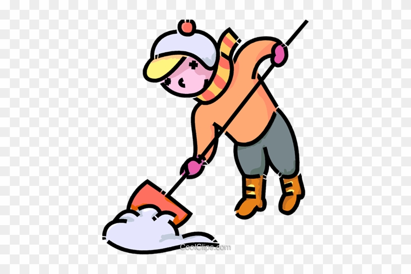 Girl Shoveling Snow Royalty Free Vector Clip Art Illustration - Clip Art Shovel Snow #868605