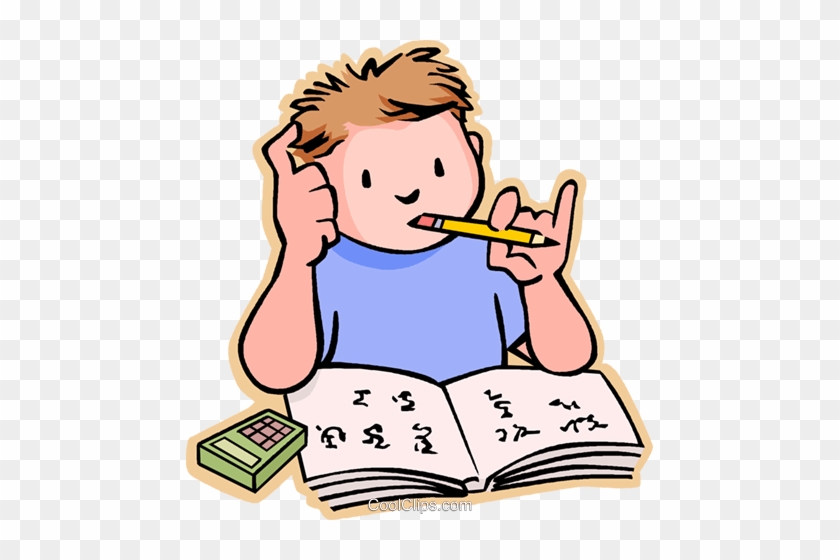 Boy Doing His Home Work Royalty Free Vector Clip Art - Pragati - Pre Higher Primary Scholarship Exam Set. #869433