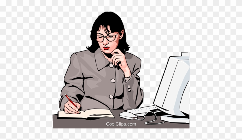 Woman Working Royalty Free Vector Clip Art Illustration - Writing #869442